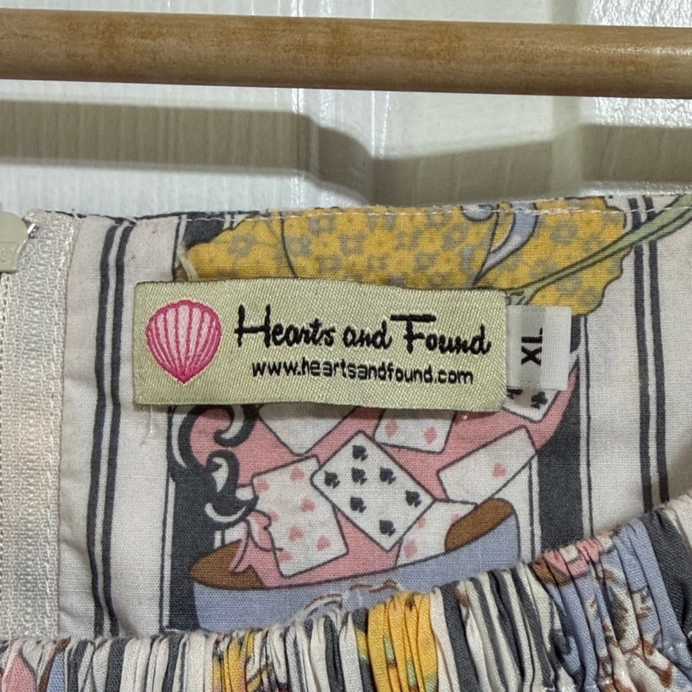 Hearts & Found teacup Alice wonderland spring vintage off shoulder full dress XL - Picture 5 of 6